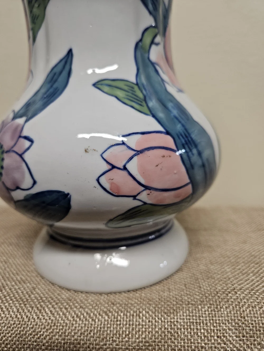 Vintage Hand-Painted Ceramic Floral Water Pitcher Vase